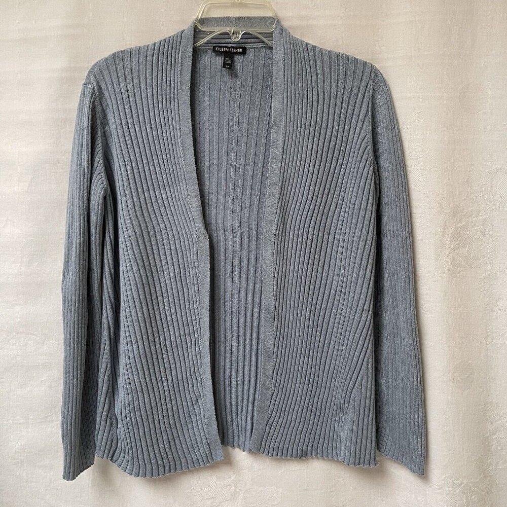 Eileen Fisher Open Front Cardigan Sweater Womens Small Organic Cotton SIlk Knit